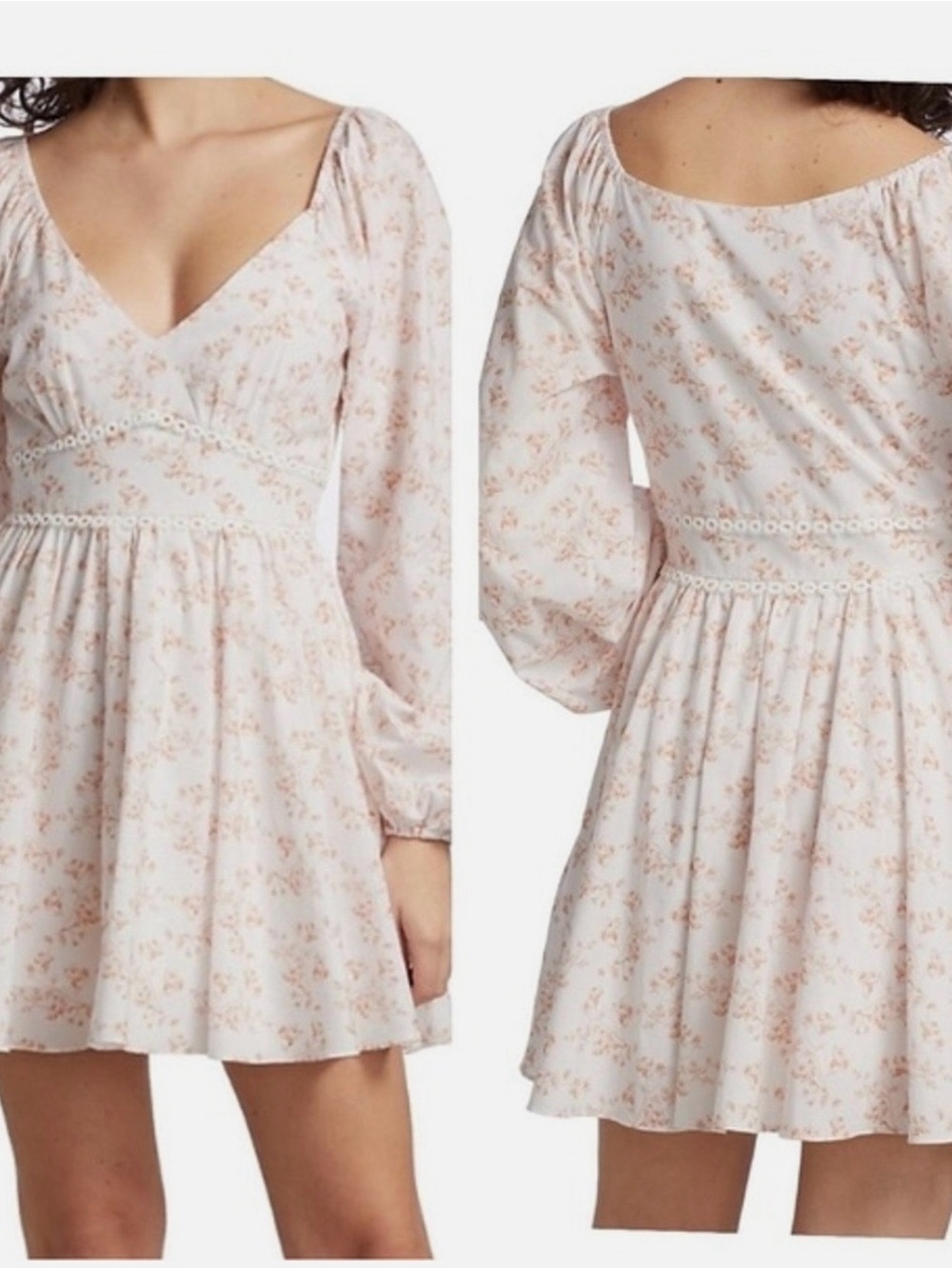 CAROLINE CONSTAS Blakely Floral Cotton Mini Dress Blush Watercolor Floral